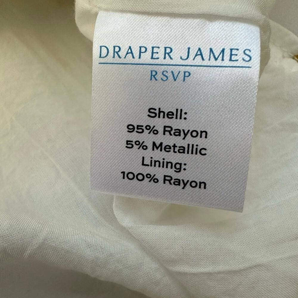 Draper James RSVP Clip Dot Blouse Womens M White Gold Metallic Mock Neck Top - Picture 8 of 11